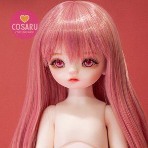 NEW 1/6 YoSD BJD Nude Doll Baby Kid Pink White Skin Face Up Eyes Wig